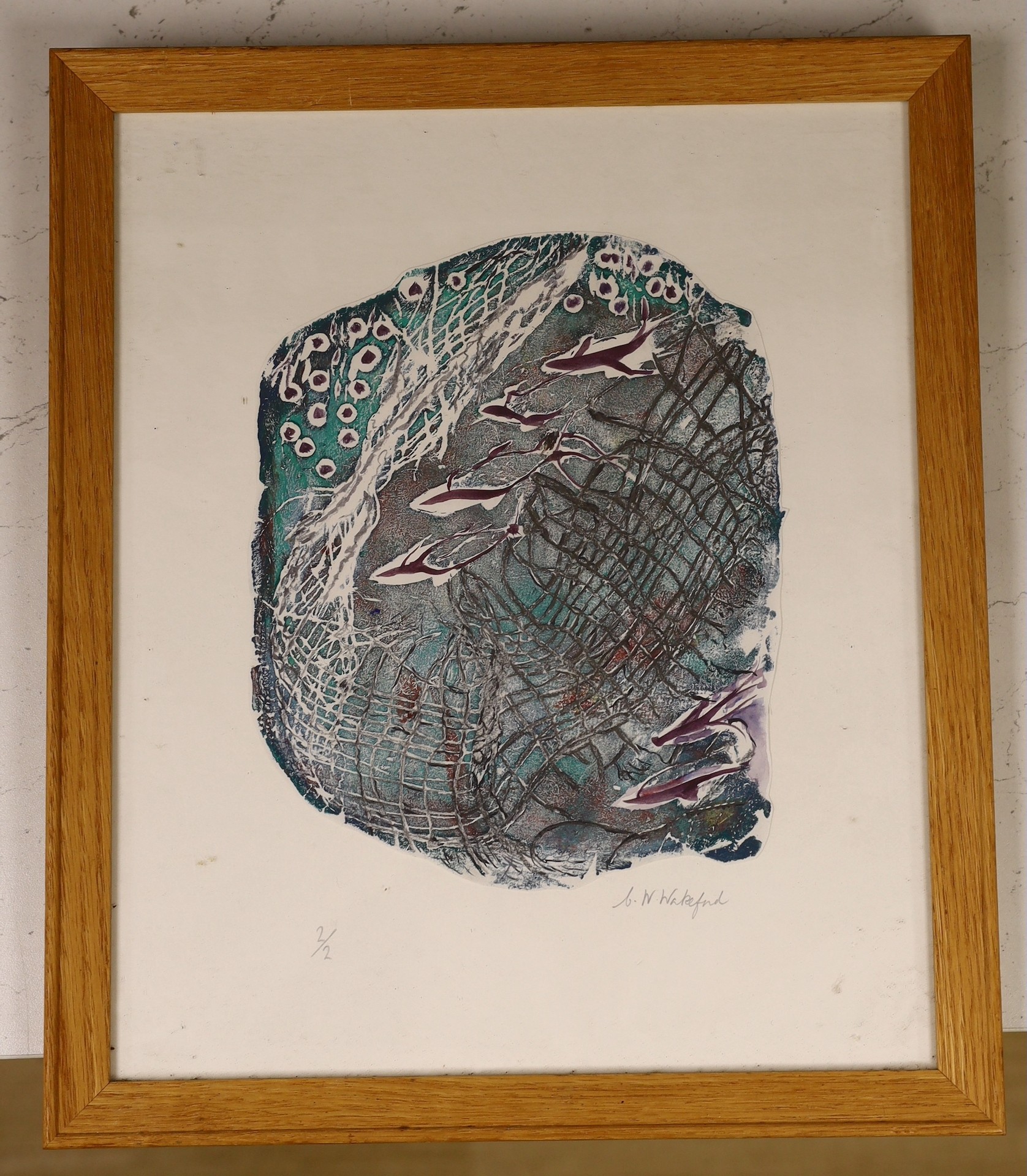 Connie Wakeford, oil, watercolour and pencil, 'Escape 2', signed in pencil, 2/2, 35 x 29cm